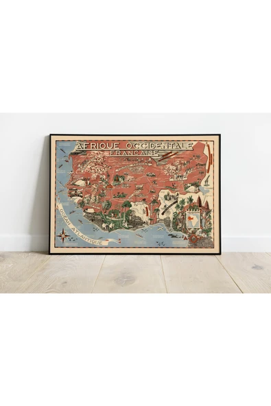 Pegziz Afrika Kıtası Haritası Sanatsal Duvar Dekorasyon Poster 60x90cm. ürün görseli 1