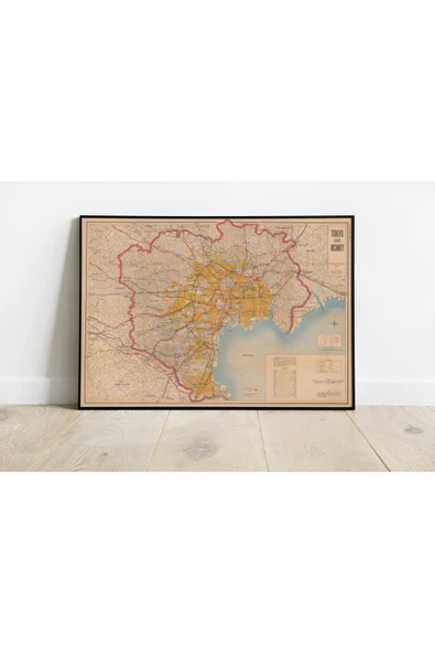 Pegziz Tokyo 1946 Şehir Planı Haritası Sanatsal Duvar Dekorasyon Poster 60x90cm. ürün görseli 1
