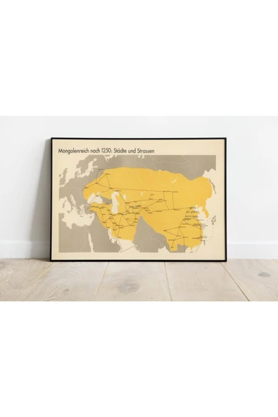 Pegziz Moğol Imparatorluğu Haritası Sanatsal Duvar Dekorasyon Poster 60x90cm. ürün görseli 1