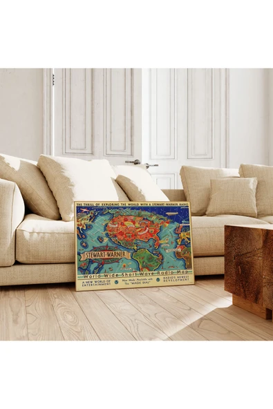 Pegziz Dünya Çapında Kısa Dalga Radyo Haritası Posteri 60x90cm. ürün görseli 1