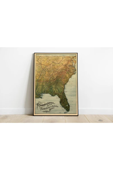 Pegziz Amerika Doğu Yakası Haritası Sanatsal Duvar Dekorasyon Poster 60x90cm. ürün görseli 1