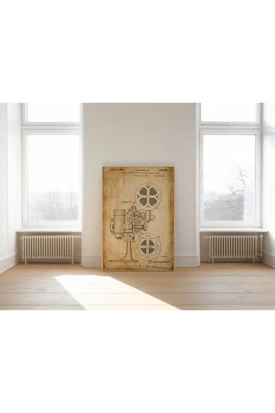 Pegziz Dekoratif Sanatsal Sinema Film Makinesi Patent Posteri 60x90cm. ürün görseli 1