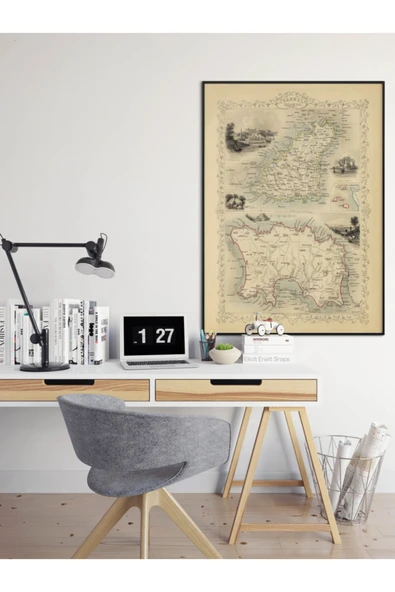 Pegziz Manş Adaları Haritası Sanatsal Duvar Dekorasyon Poster 60x90cm. ürün görseli 1