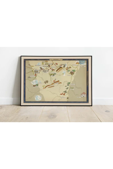 Pegziz Israil Avdat Haritası Sanatsal Duvar Dekorasyon Poster 60x90cm. ürün görseli 1