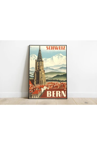 Pegziz Isviçre Bern Vintage Sanatsal Poster 40x50cm. ürün görseli 1