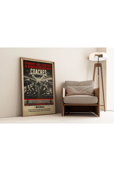 Pegziz Dekoratif Vintage Otobüs Reklam Afişi Poster 60x90cm. ürün görseli 1