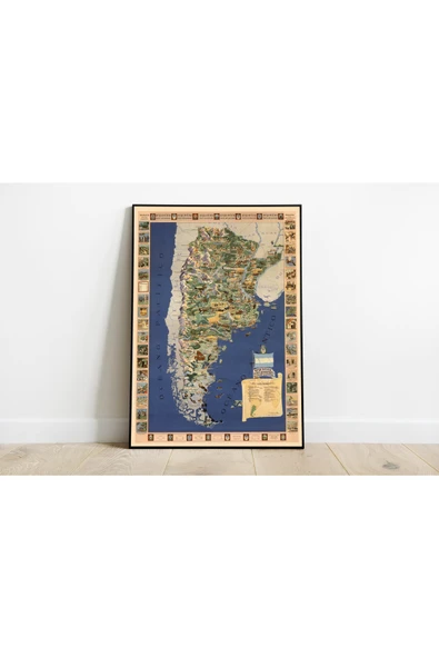Pegziz Arjantin 1936 Haritası Sanatsal Duvar Dekorasyon Poster 60x90cm. ürün görseli 1