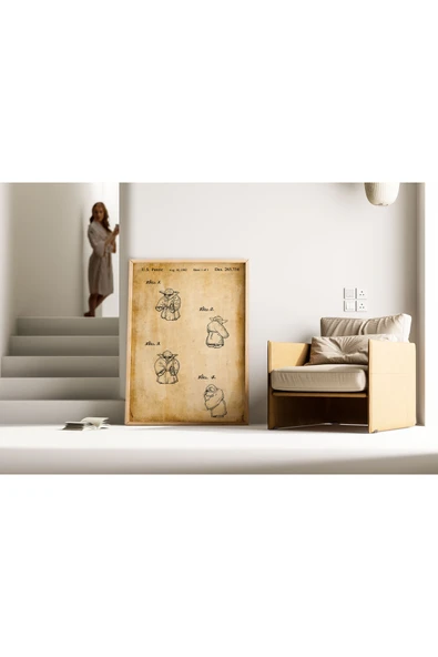 Pegziz Dekoratif Sanatsal Yoda Patent Posteri 50x70cm. ürün görseli 1