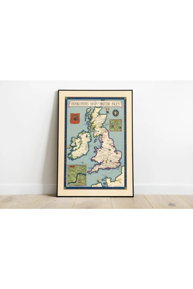 Pegziz Ingiltere Haritası Sanatsal Duvar Dekorasyon Poster 60x90cm. ürün görseli 1