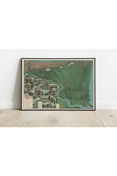 Pegziz Amerika Kolumbiya Nehri Haritası Sanatsal Duvar Dekorasyon Poster 60x90cm. ürün görseli 1