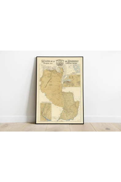 Pegziz Paraguay Haritası Sanatsal Duvar Dekorasyon Poster 60x90cm. ürün görseli 1