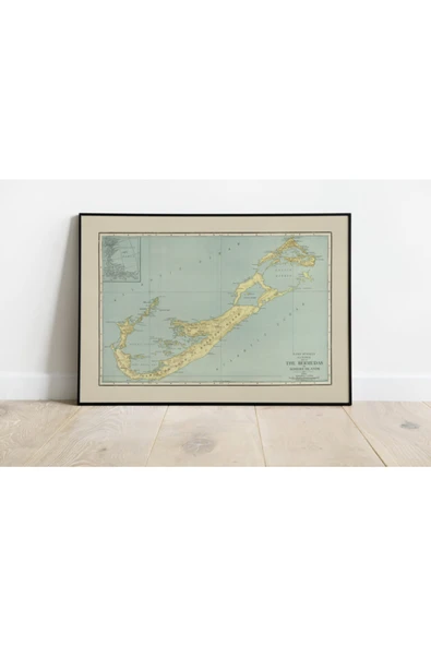 Pegziz Bermuda Adası 1924 Haritası Sanatsal Duvar Dekorasyon Poster 60x90cm. ürün görseli 1