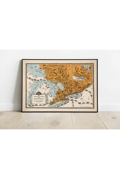 Pegziz Kanada Ontario 1929 Haritası Sanatsal Duvar Dekorasyon Poster 60x90cm. ürün görseli 1