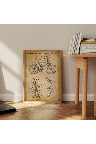 Pegziz Dekoratif Sanatsal Bmx Bisiklet Patent Posteri 60x90cm. ürün görseli 1