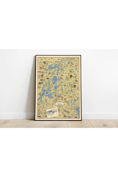 Pegziz Minnesota Haritası Sanatsal Duvar Dekorasyon Poster 60x90cm. ürün görseli 1