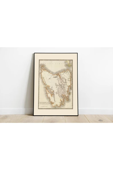 Pegziz Tazmanya Adası 1828 Şehir Planı Haritası Sanatsal Duvar Dekorasyon Poster 60x90cm. ürün görseli 1