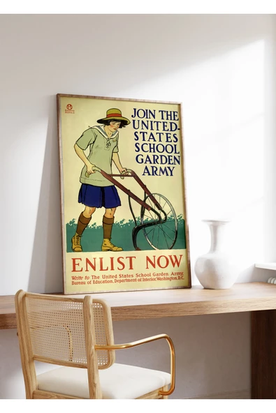 Pegziz Ikinci Dünya Savaşı Çiftçilik Sanatsal Dekoratif Poster 50x70cm. ürün görseli 1
