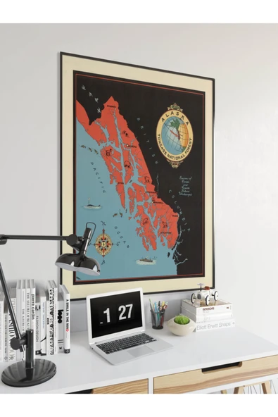 Pegziz Alaska Haritası Sanatsal Duvar Dekorasyon Poster 60x90cm. ürün görseli 1