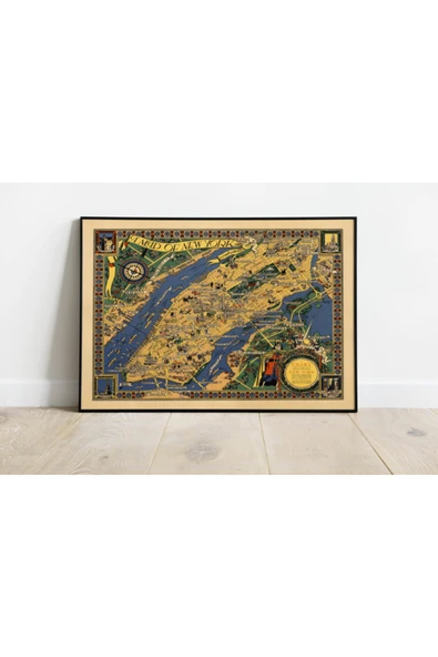Pegziz New York 1936 Haritası Sanatsal Duvar Dekorasyon Poster 60x90cm. ürün görseli 1
