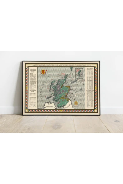 Pegziz Iskoçya 1929 Ülke Haritası Sanatsal Duvar Dekorasyon Poster 60x90cm. ürün görseli 1