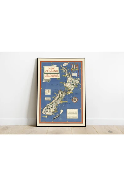 Pegziz Yeni Zelanda 1943 Haritası Sanatsal Duvar Dekorasyon Poster 60x90cm. ürün görseli 1
