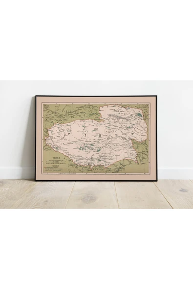 Pegziz Tibet 1908 Haritası Sanatsal Duvar Dekorasyon Poster 60x90cm. ürün görseli 1
