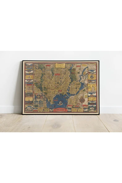 Pegziz Amerika New Haven 1928 Haritası Sanatsal Duvar Dekorasyon Poster 60x90cm. ürün görseli 1