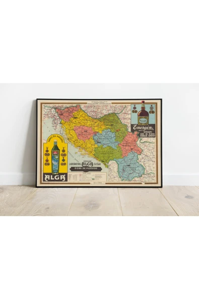 Pegziz Yugoslavya 1930 Haritası Sanatsal Duvar Dekorasyon Poster 60x90cm. ürün görseli 1