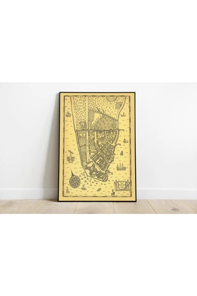 Pegziz New York Haritası Sanatsal Duvar Dekorasyon Poster 60x90cm. ürün görseli 1
