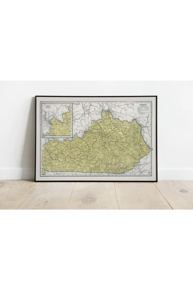Pegziz Kentucky 1948 Haritası Sanatsal Duvar Dekorasyon Poster 60x90cm. ürün görseli 1
