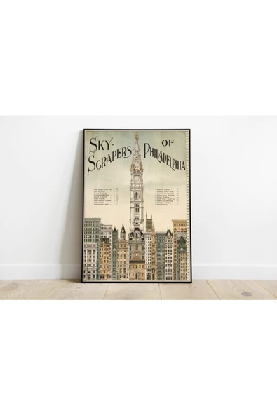 Pegziz Philadelphia Vintage Sanatsal Poster 60x90cm. ürün görseli 1