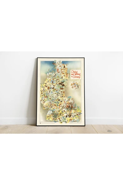 Pegziz Batı Almanya Haritası Sanatsal Duvar Dekorasyon Poster 60x90cm. ürün görseli 1