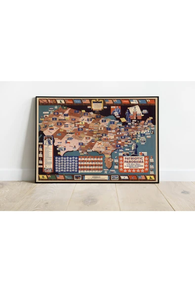 Pegziz Amerikan Futbol Ligi 1942 Haritası Sanatsal Duvar Dekorasyon Poster 60x90cm. ürün görseli 1