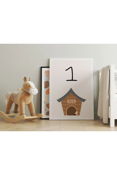 Pegziz Bebek Odası Dekorasyon - Sayılar 1 Minimalist Kanvas Tablo - Çocuk Odası Tablo ürün görseli 1