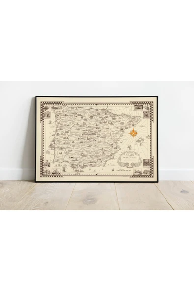 Pegziz Ispanya 1935 Haritası Sanatsal Duvar Dekorasyon Poster 60x90cm. ürün görseli 1