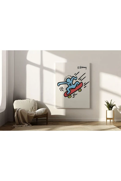 Pegziz Keith Haring Sanatsal Tablo Pop Art Kanvas Tablo Salon Duvar Dekorasyonu Cafe Dekor ürün görseli 1