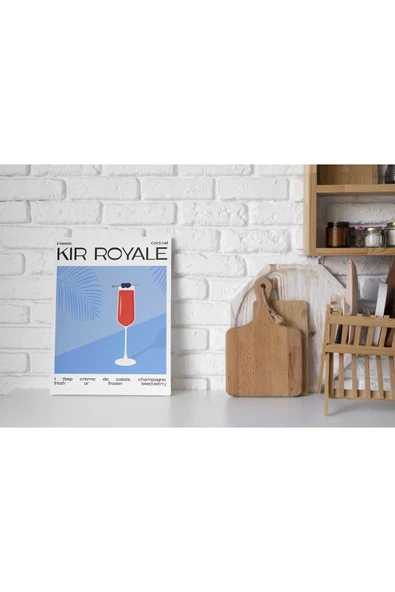 Pegziz kir Royale Kokteyl Minimalist Kanvas Tablo - Cafe Dekor - Salon Mutfak için Duvar Dekoru ürün görseli 1