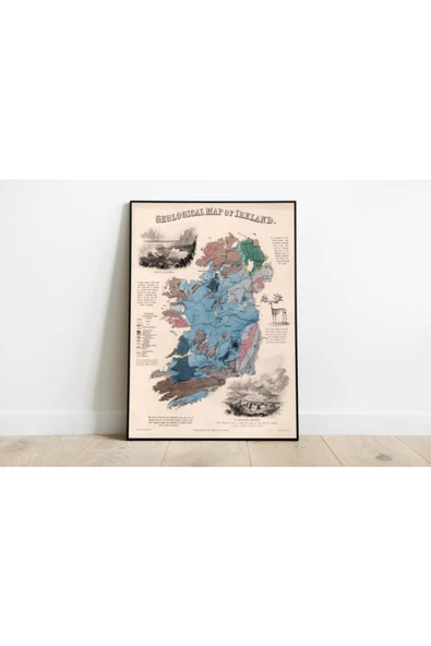Pegziz Irlanda Haritası Sanatsal Duvar Dekorasyon Poster 60x90cm. ürün görseli 1