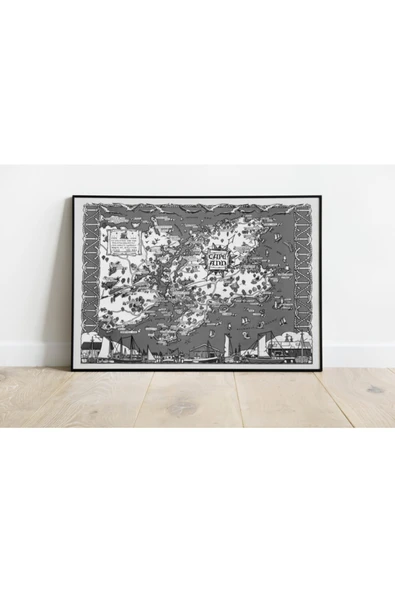 Pegziz Amerika Cape Ann Haritası Sanatsal Duvar Dekorasyon Poster 60x90cm. ürün görseli 1