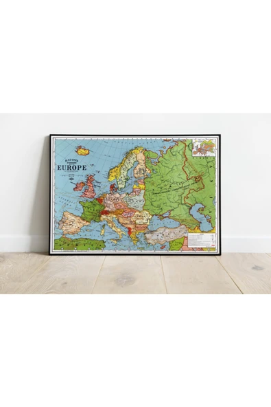 Pegziz Avrupa Haritası Sanatsal Duvar Dekorasyon Poster 60x90cm. ürün görseli 1