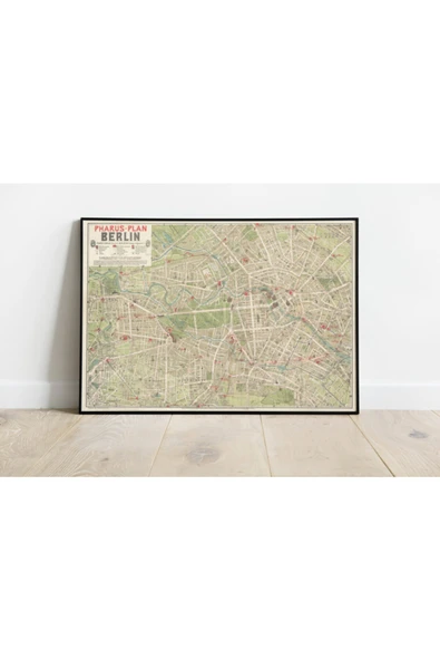 Pegziz Berlin Haritası Sanatsal Duvar Dekorasyon Poster 60x90cm. ürün görseli 1