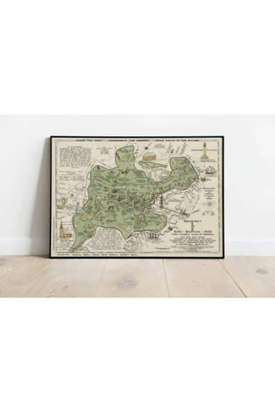 Pegziz Boston Haritası Sanatsal Duvar Dekorasyon Poster 60x90cm. ürün görseli 1