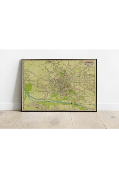 Pegziz Ukranya Çernivtsi Haritası Sanatsal Duvar Dekorasyon Poster 60x90cm. ürün görseli 1