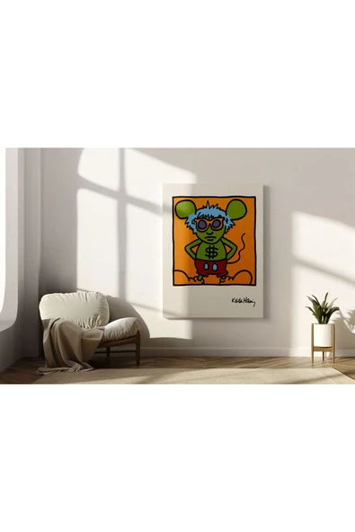 Pegziz Keith Haring Pop Art Duvar Tablosu Oda Dekorasyonu Kanvas Tablo Cafe Dekor Sanatsal Tablo ürün görseli 1