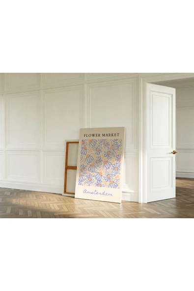 Pegziz Minimalist Çiçekler Amsterdam Temalı Dekoratif Kanvas Tablo - Modern Duvar Dekorasyon Sanatı ürün görseli 1