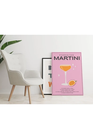 Pegziz Martini Kokteyl Minimalist Kanvas Tablo - Cafe Dekor - Salon Mutfak için Duvar Dekoru ürün görseli 1