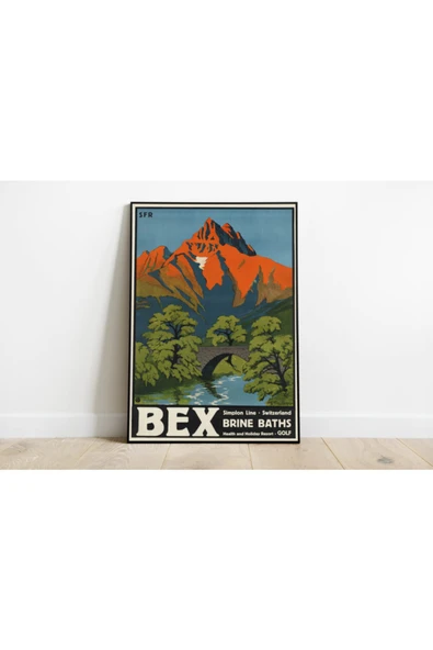 Pegziz Isviçre Bex Vintage Sanatsal Poster 60x90cm. ürün görseli 1