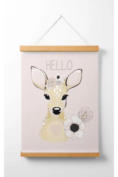 Pegziz Çocuk Odası Ahşap Askılı Ceylan Baskılı Kanvas Duvar Dekorasyonu 40x50cm. ürün görseli 1
