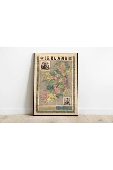 Pegziz Irlanda Haritası Sanatsal Duvar Dekorasyon Poster 60x90cm. ürün görseli 1