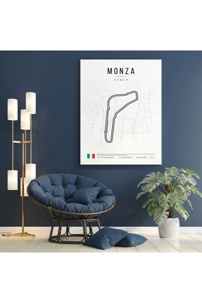Pegziz İtalya Monza Pisti Formula 1 Kanvas Tablo Duvar Dekorasyon Sanatsal Tablo ürün görseli 1